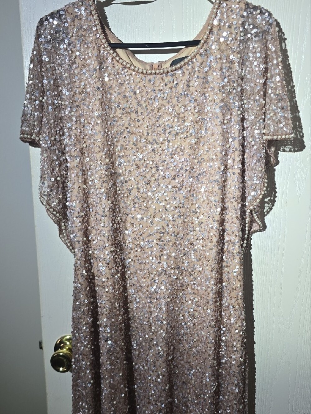 Sequin Shift Dress in Blush - Elegant Women's Party Dress - Picture 6 of 9